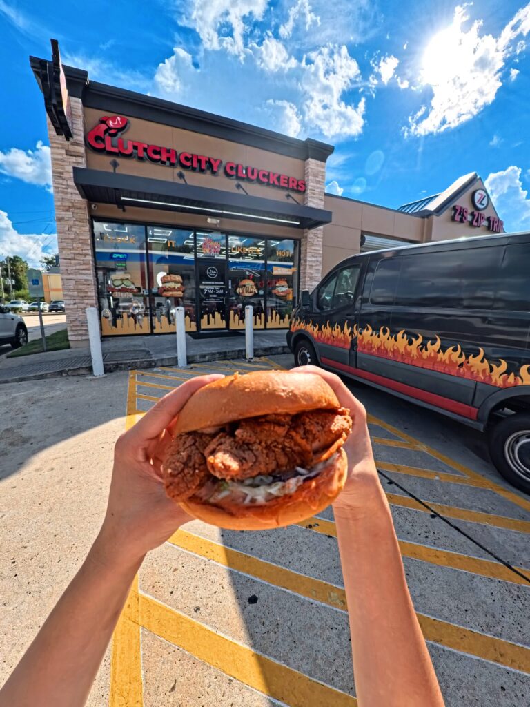 Best Nashville Hot Chicken Humble Tx - Clutch City Cluckers 1 Nashville Hot Chicken Sandwich In Front Of Clutch City Cluckers - Humble, Tx Location
